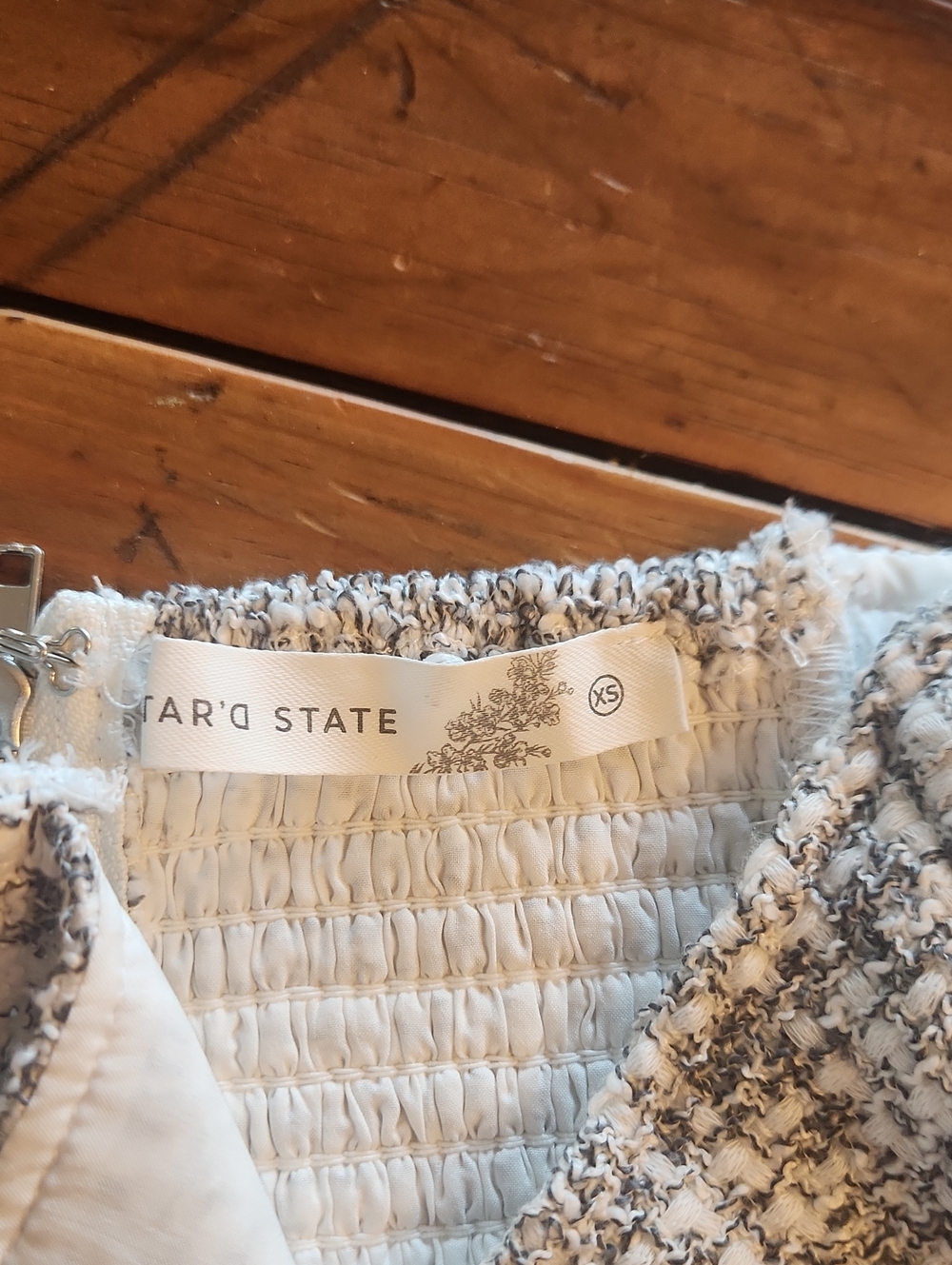 Altar'd State Ivory and Black Bouclé Corset Top - Picture 4 of 5